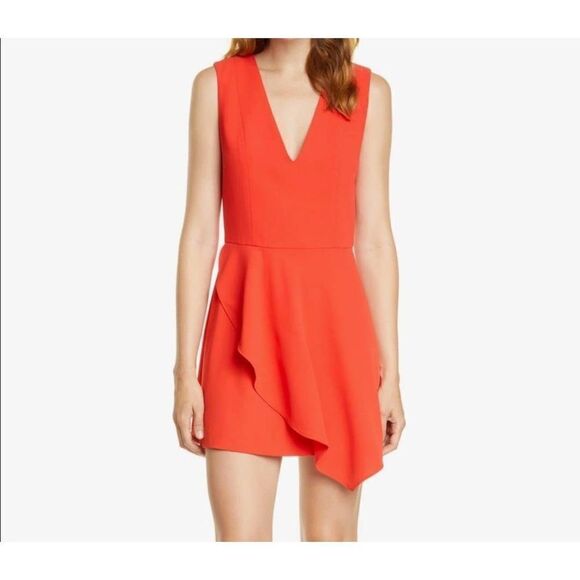 Alice + Olivia Asymmetrical Callie Dress Cherry sz 0 - Picture 1 of 6